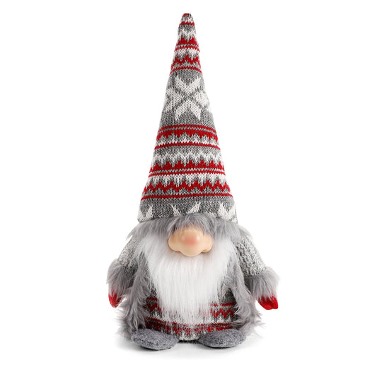 DUJSRZL Gnome Christmas Decorations - Santa Plush Ornaments Holiday Elf Dwarf Thanksgiving Halloween Valentines Nordic Gifts for Home Tiered Tray Tabletop Décor (Grey)
