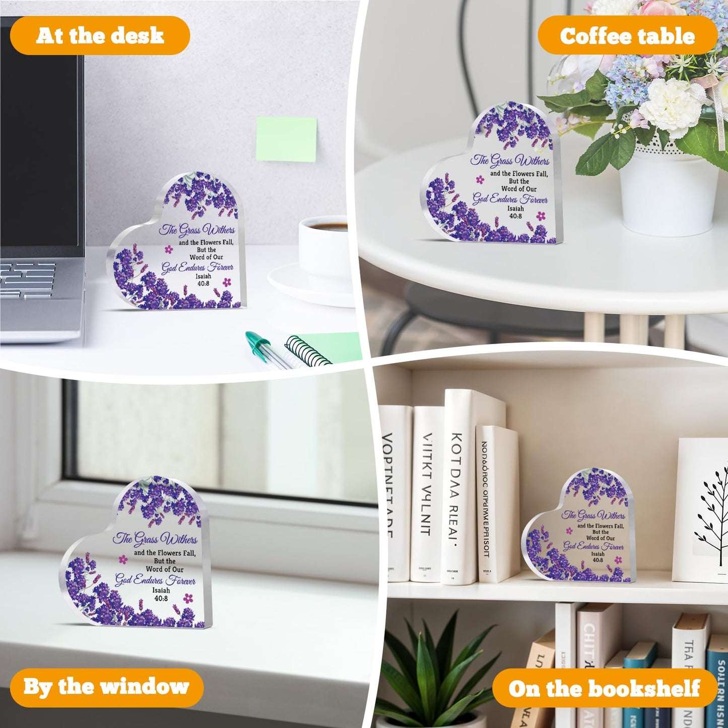 Christian Inspirational Gifts for Women Acrylic Heart Plaque Christian Bible Verse Gift Religious Gifts for Friend Scripture Gift Christmas Birthday Graduation Presents for Girls Desk Decorative Sign