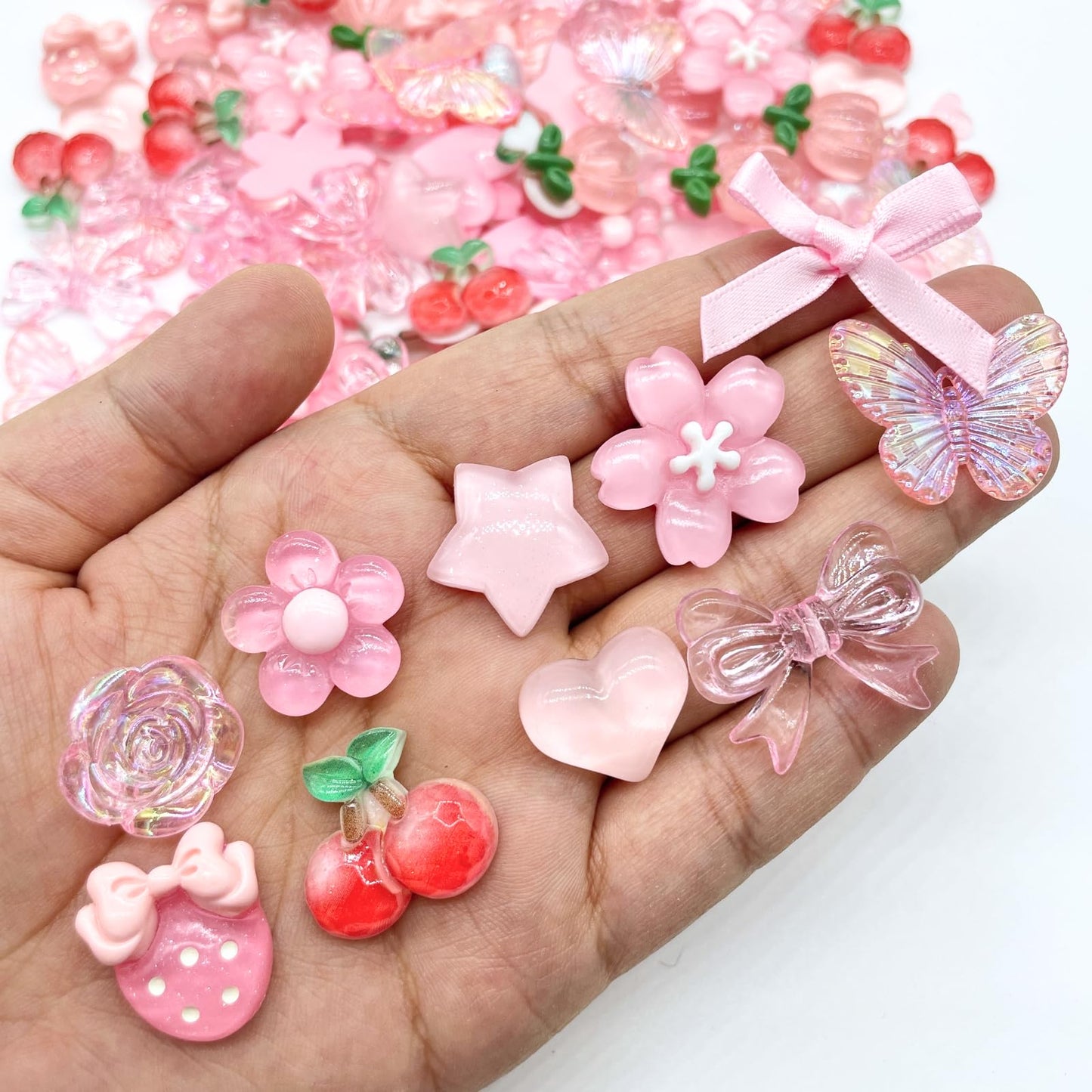 CasaPopz 60 Pcs Kawaii Charms Bulk Kit, Flatback Resin Charms for Crafts, Mini Acrylic Decoden Embellishments for Phone Case Decorating, Junk Case DIY Kit, Slime Scrapbooking Decoration
