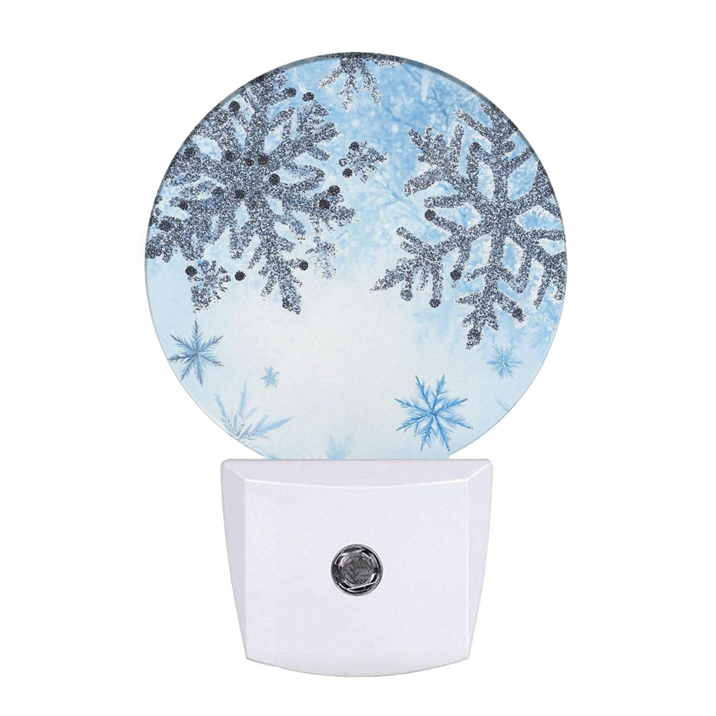 Olikked Plug-in Winter Frost Scene Night Light Sparkling Winter Crystals Snowflakes Nightlight with Dusk to Dawn Sensor, Auto On/Off 0.5W Energy-Saving LED Lighting for Sleep Friendly