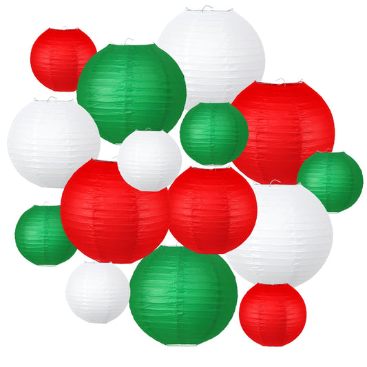 KAXIXI Christmas Party Decorations, Red White Green Hanging Paper for Xmas Party New Year's Eve Christmas Theme Birthday Italian Party Decor Yard Garden，15pcs