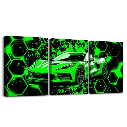 Feelyou Kids Boys Race Car Canvas Wall Art for Living Room Racing Car Wall Decor for Bedroom Bathroom Wall Decor Sport Car Paintings Speed Car Pictures Artwork Office Ready to Hang Pictures Home Decor