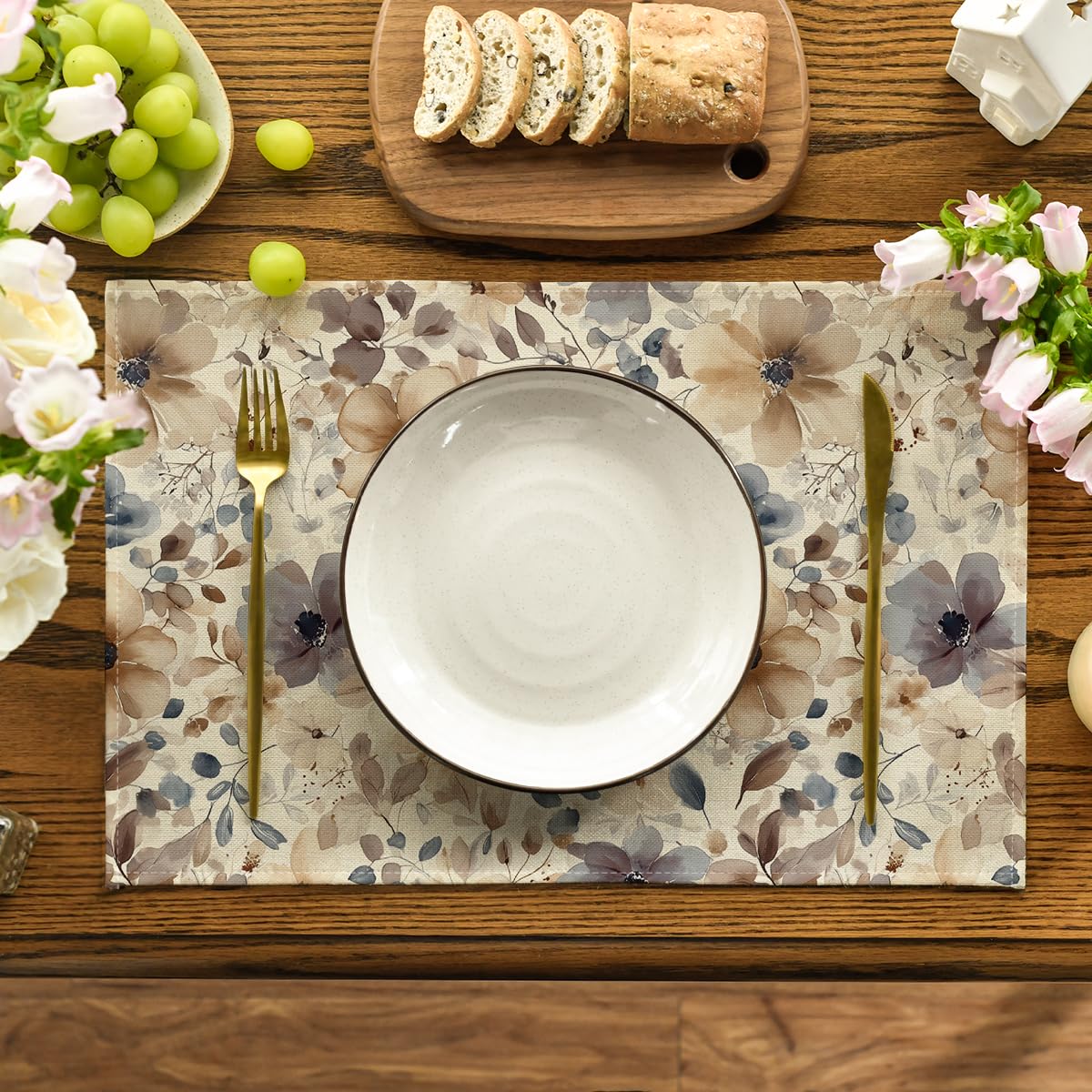 Artoid Mode Poppy Floral Spring Placemats Set of 4, 12x18 Inch Seasonal Summer Holiday Table Mats for Party Kitchen Dining Decoration