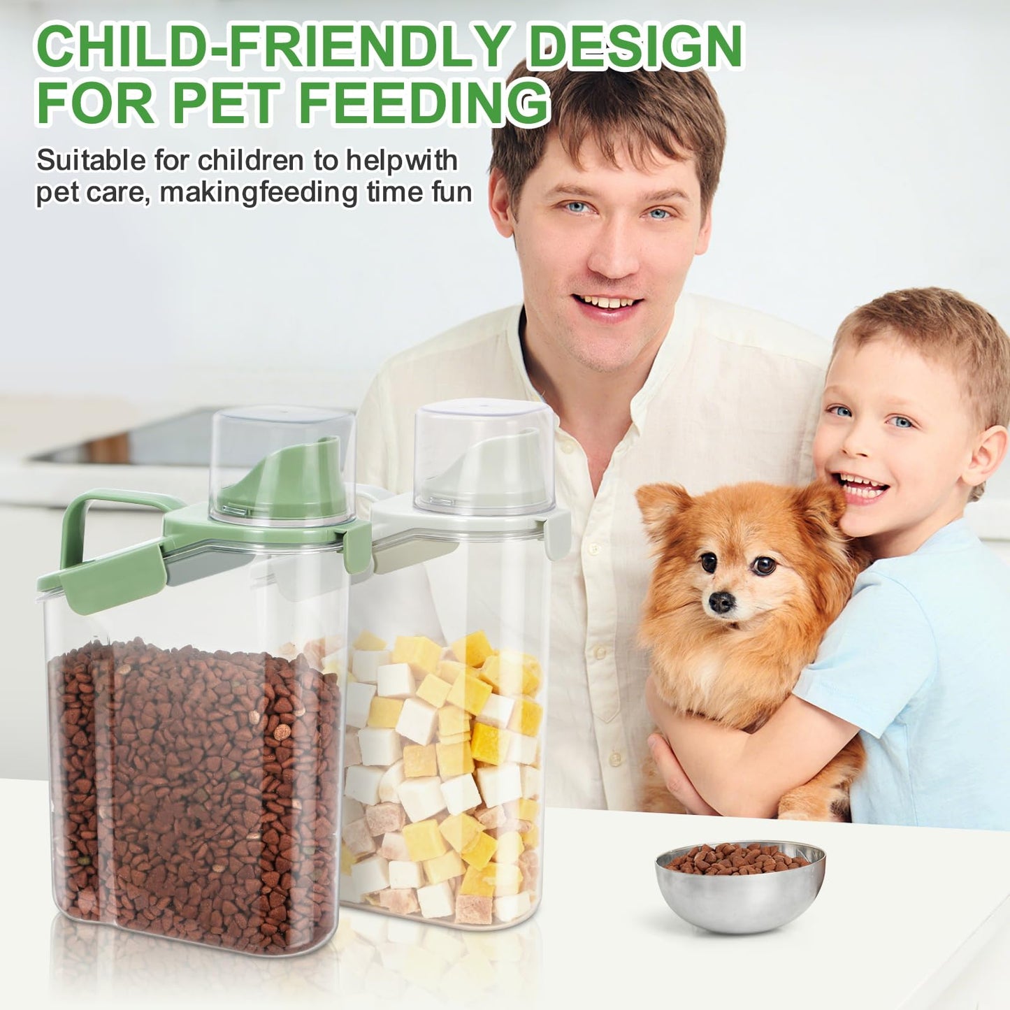 TBMax Rice Container Cereal Storage Container 2 Pack, Kitchen Pantry Dry Food Storage Holder with Easy-Pouring Spout & Handy Cup, Small Pet Dog Cat Food Dispenser for Daily Feeding