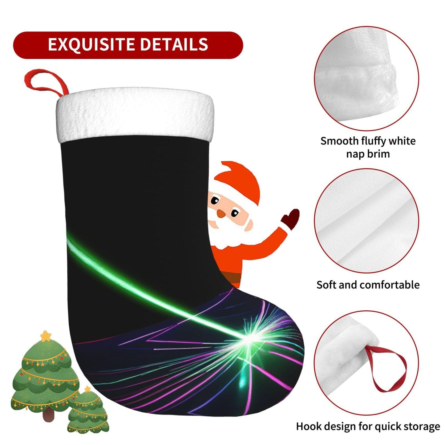 KOPUUYRD Laser Lights Print Luxurious Holiday Socks,Unique Christmas Socks for Joyful Season,Festive Ornament Classic