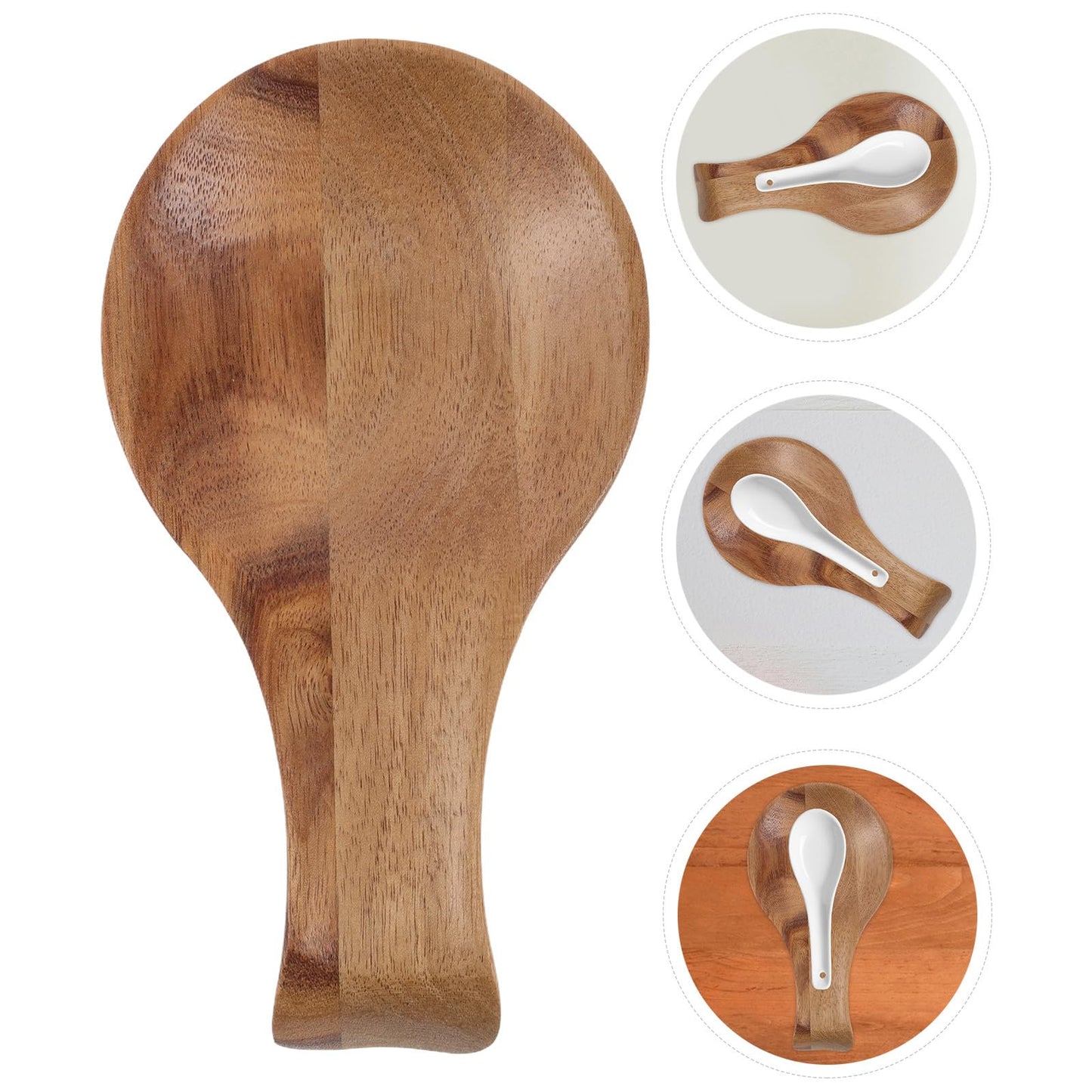 BIUDECO Wooden Spoon Rest for Kitchen Counter, Small Acacia Wood Utensil Holder with 17x9x2cm Size, Decorative Spoon and Spatula Rest for Stove Top and Dining Table Use