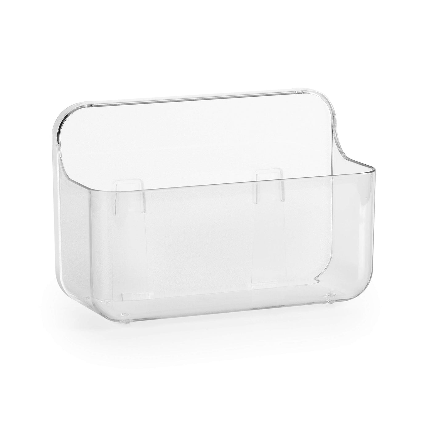 COLINCH No-Drill Wall Organizer Bin – Clear Removable Adhesive Storage Box with Drain Holes, PET Plastic, Ideal for Small Items in Kitchen, Bathroom, Cabinet Door – Sandra Series
