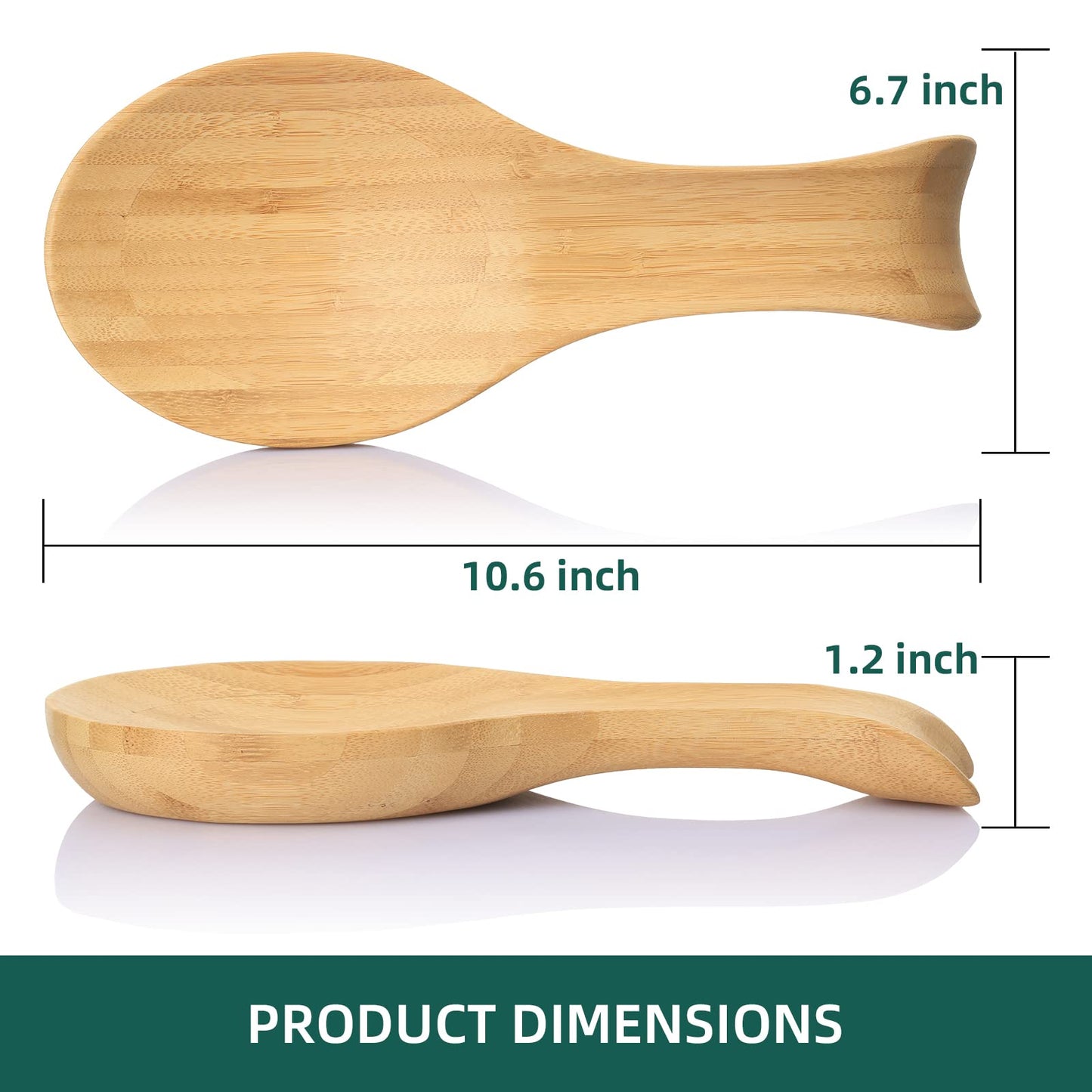 Spoon Rest for Stove Top, Bamboo Wood Spoon Holder for Kitchen Counter, Perfect Larger Utensil Rest for Spatula, Spoon or Tong, Modern, Rustic & Smooth Spoon Rest as a Dining Table Decor 10.6" x 6.7"