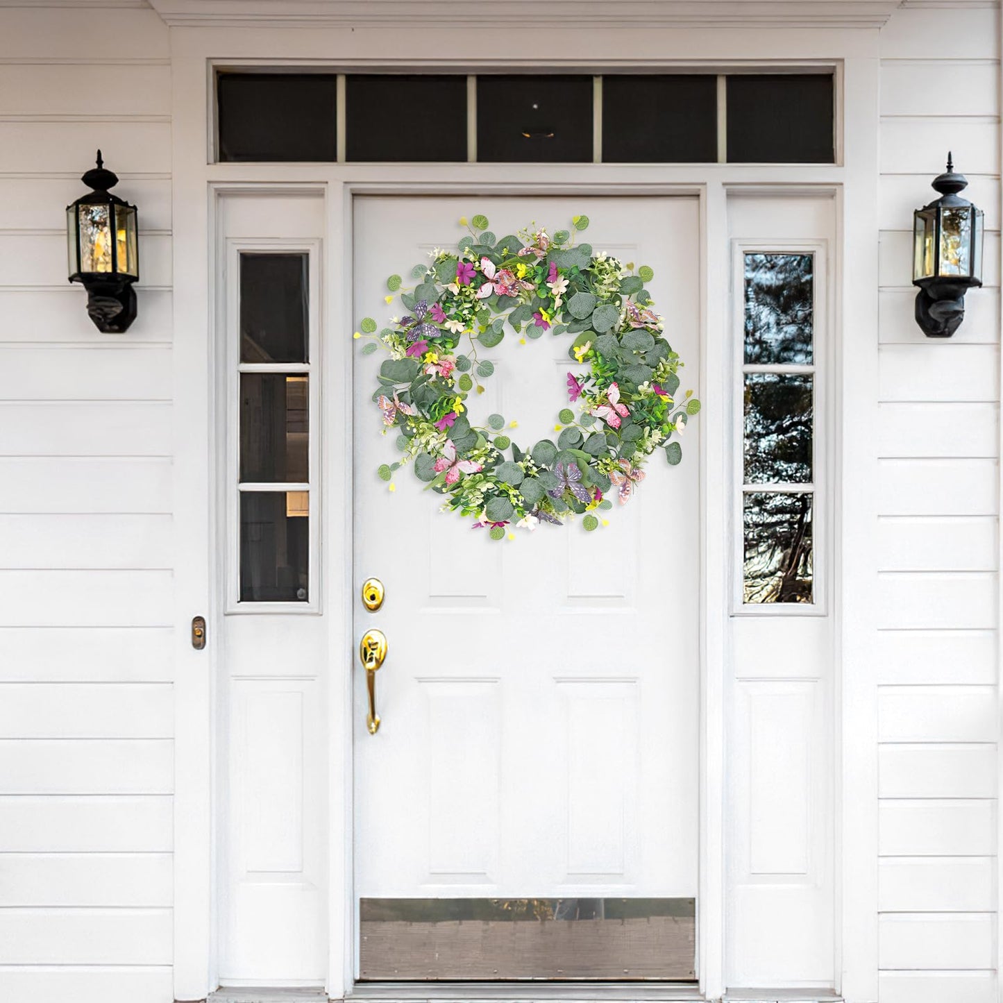 ASTNIC 2 Pack 5.68 FT Artificial Daisy Garland with 3D Butterfly, Hanging Fake Flowers Greenery Eucalyptus Garland Floral Vines for Wedding Table Home Room Sping Decor