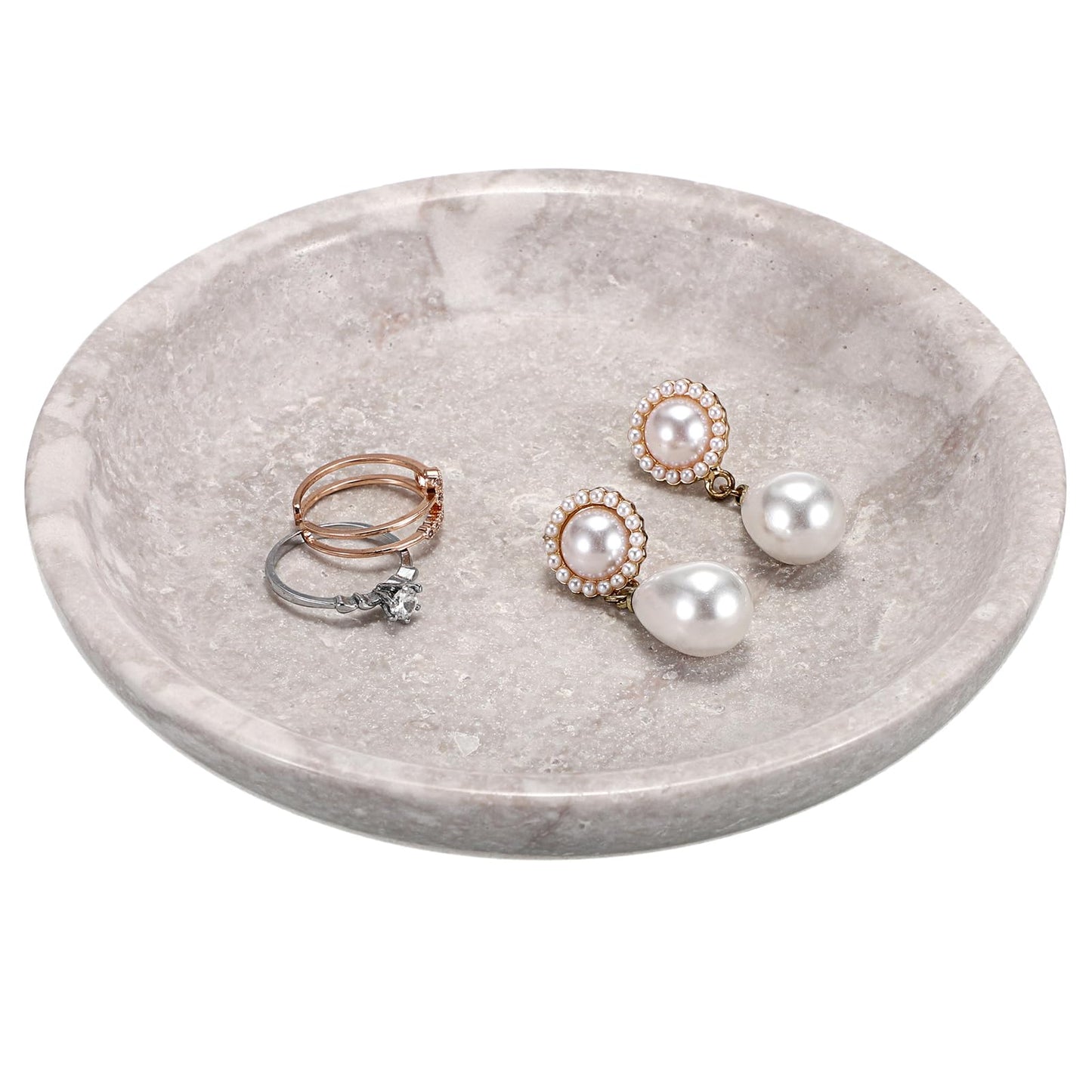 Hipiwe Small Key Bowl for Entryway Nightstand Organizer Tray Travertine Decorative Bowls Round Ring Holder Dish for Candle Trinket Jewelry Dish Home Decor Bowl,5.5"