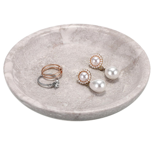 Hipiwe Small Key Bowl for Entryway Nightstand Organizer Tray Travertine Decorative Bowls Round Ring Holder Dish for Candle Trinket Jewelry Dish Home Decor Bowl,5.5"