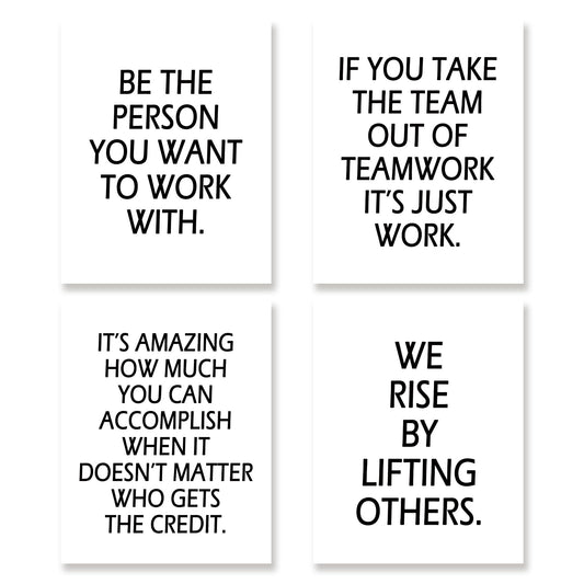 KSDUT Office Wall Decor Art Set of 4 - Inspirational Quote Artwork Poster Prints Team Work Motivational Wall Decor for Home Cubicle Workplace Decorations - 8"x10" Unframed