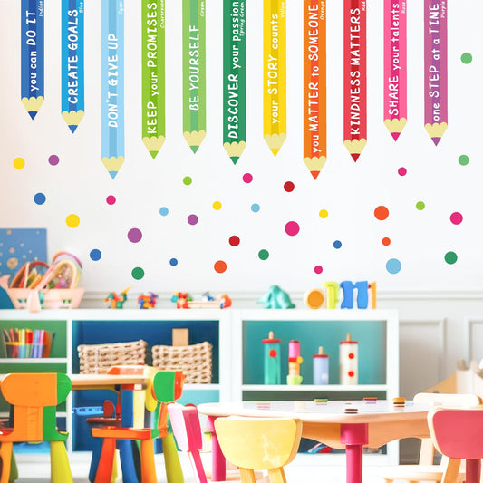 Colorful Inspirational Wall Decal Kids Wall Decals Color Walls Decals Motivational Quotes Walls Sticker You Can Do It Vinyl Sticker Polka Dots Decal Peel and Stick for Nursery Classroom Playroom Decor