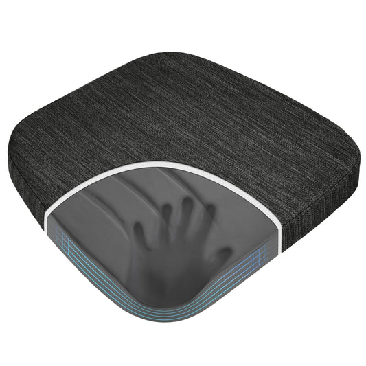 baibu Kitchen Chair Cushions, Dual-Layer Patented Design Molded Memory Foam Dining Chair Pads with Ties and Washable Cover, 17" x 16" x 2", Black