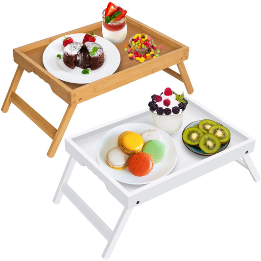 Artmeer Bed Tray Table with Folding Legs,Bamboo Breakfast in Bed for TV Table, Laptop Computer Tray,Eating,Snack Tray