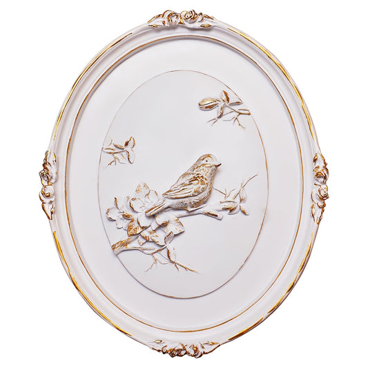 EvruCexul Vintage Bird Wall Sculpture- Antique Wall Decor, Hand Painted Wall Decoration with Embossed Birds Design,Vintage Wall Decoration for Living Room ,Kitchen, Bedroom & Gallery Floral Wall Art,Christmas Gift(Bird 1)