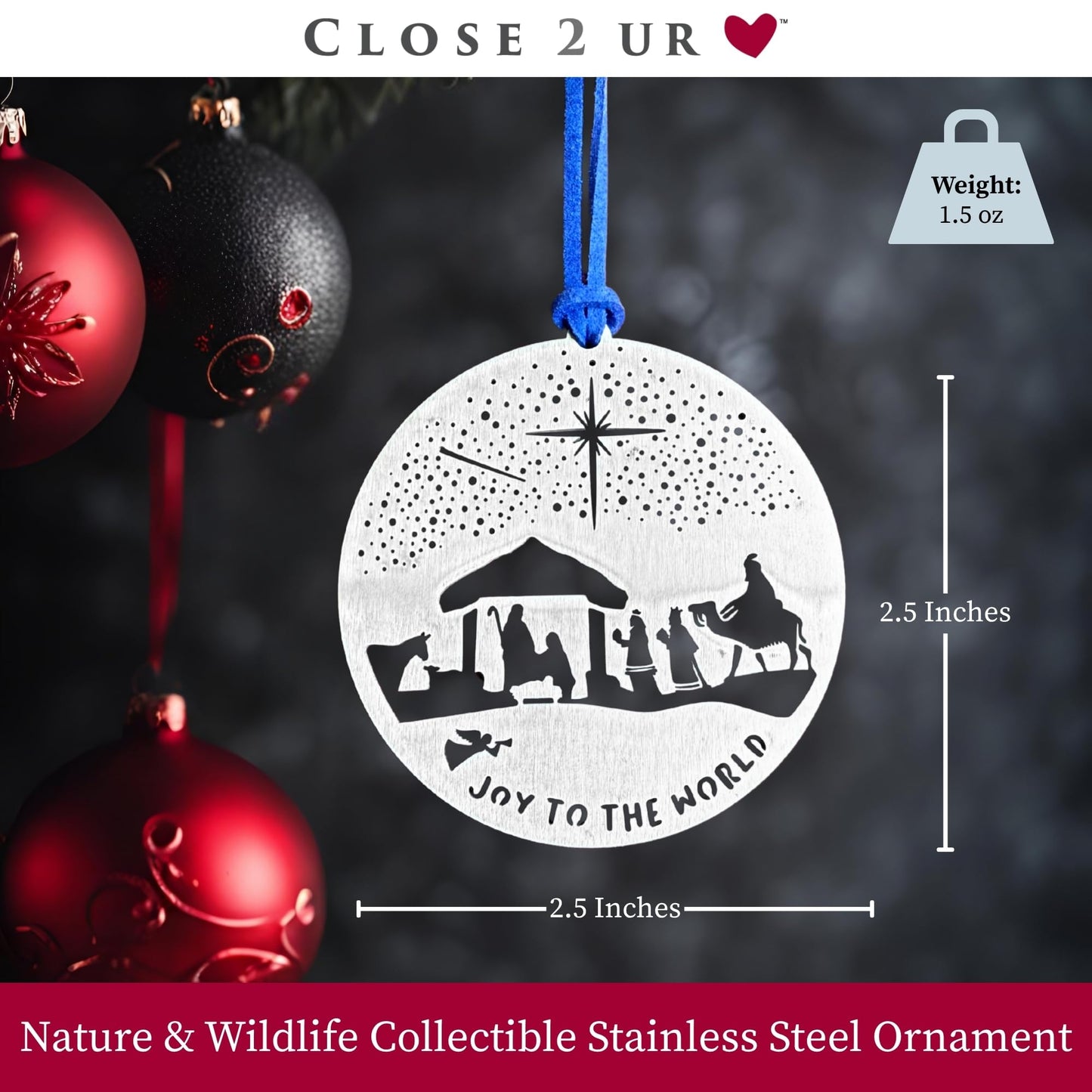 Nativity Three Wisemen Stainless Steel Ornament Keepsake & Collectible | Window Ornament, Hanging Decoration, Religious & Holiday Décor | Handcrafted, Durable & Made in USA