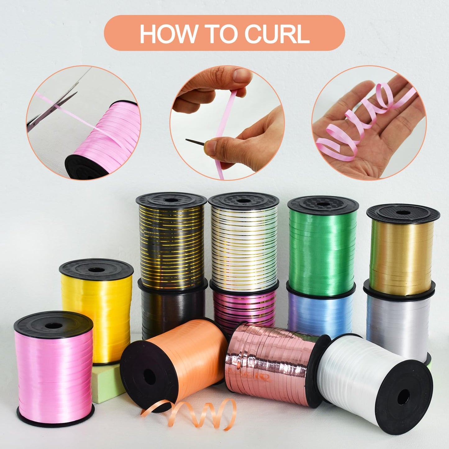 TONIFUL 500 Yards Curling Ribbon-Balloon Ribbon-Shiny Rose Gold Metallic String for DIY Decor,Gift Wrapping,Ribbons and Bows for Christmas New Year Birthday Gifts Graduation Supplies