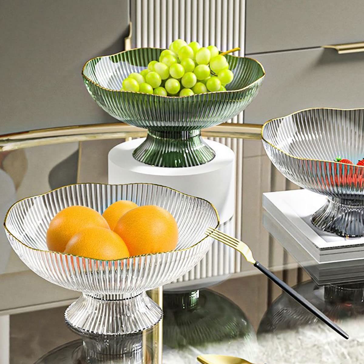 MENGBEILA Home Drain Fruit Tray, Living Room Coffee Table, Candy and Snack Placement Tray, Fruit Basket, Fruit Basin (green)