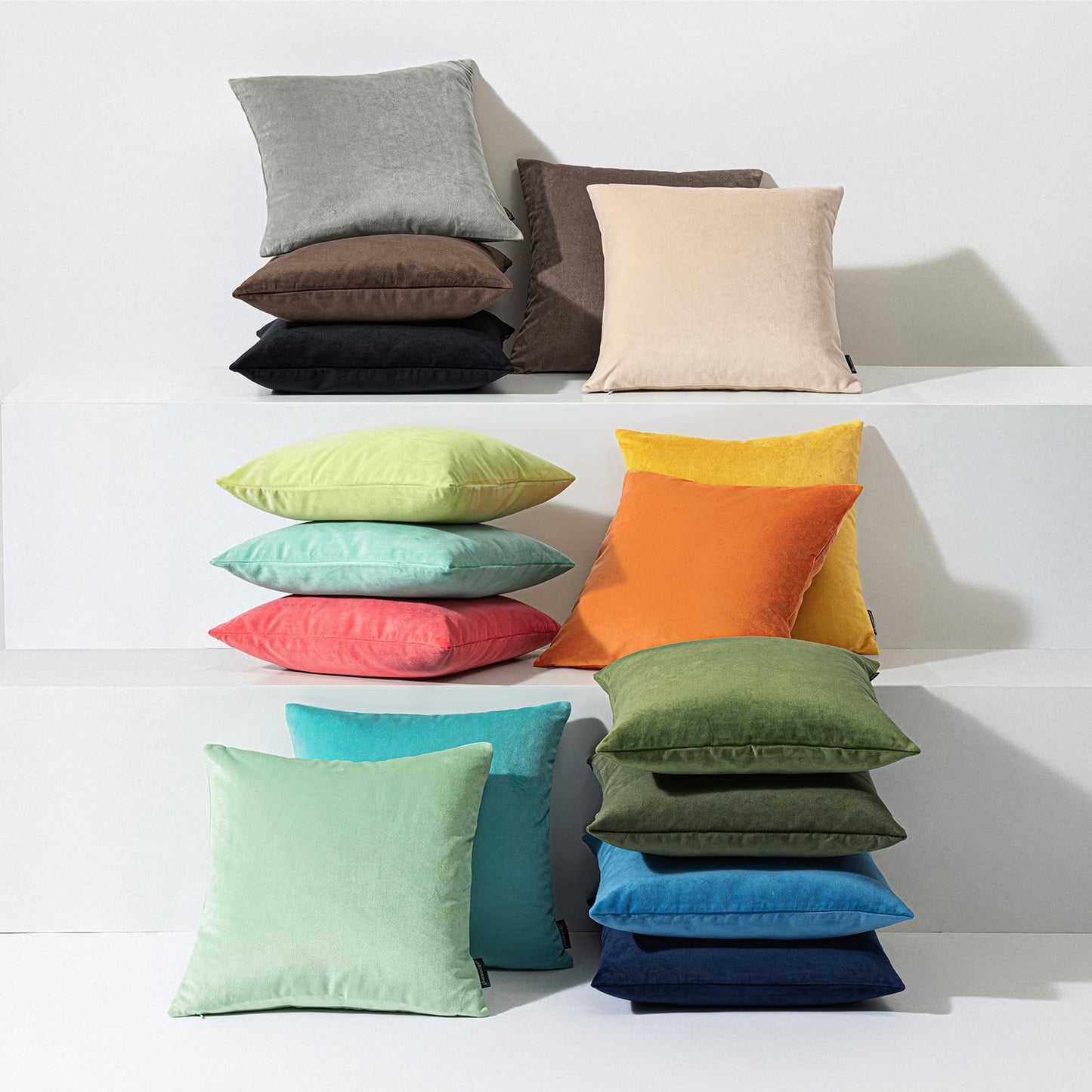 Phantoscope Pack of 2 Velvet Decorative Throw Decorative Pillow Cover Soft Solid Square Cushion Case for Couch Taupe 20 x 20 inches 50 x 50 cm