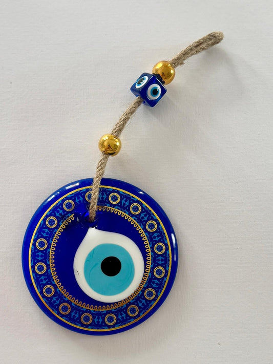 Casasofte Evil Eye 4.3 inch Hanging Wall Ornament – Handmade Blue Glass Amulet – Traditional Nazar Charm for Home, Office & Gifts (Star Design)
