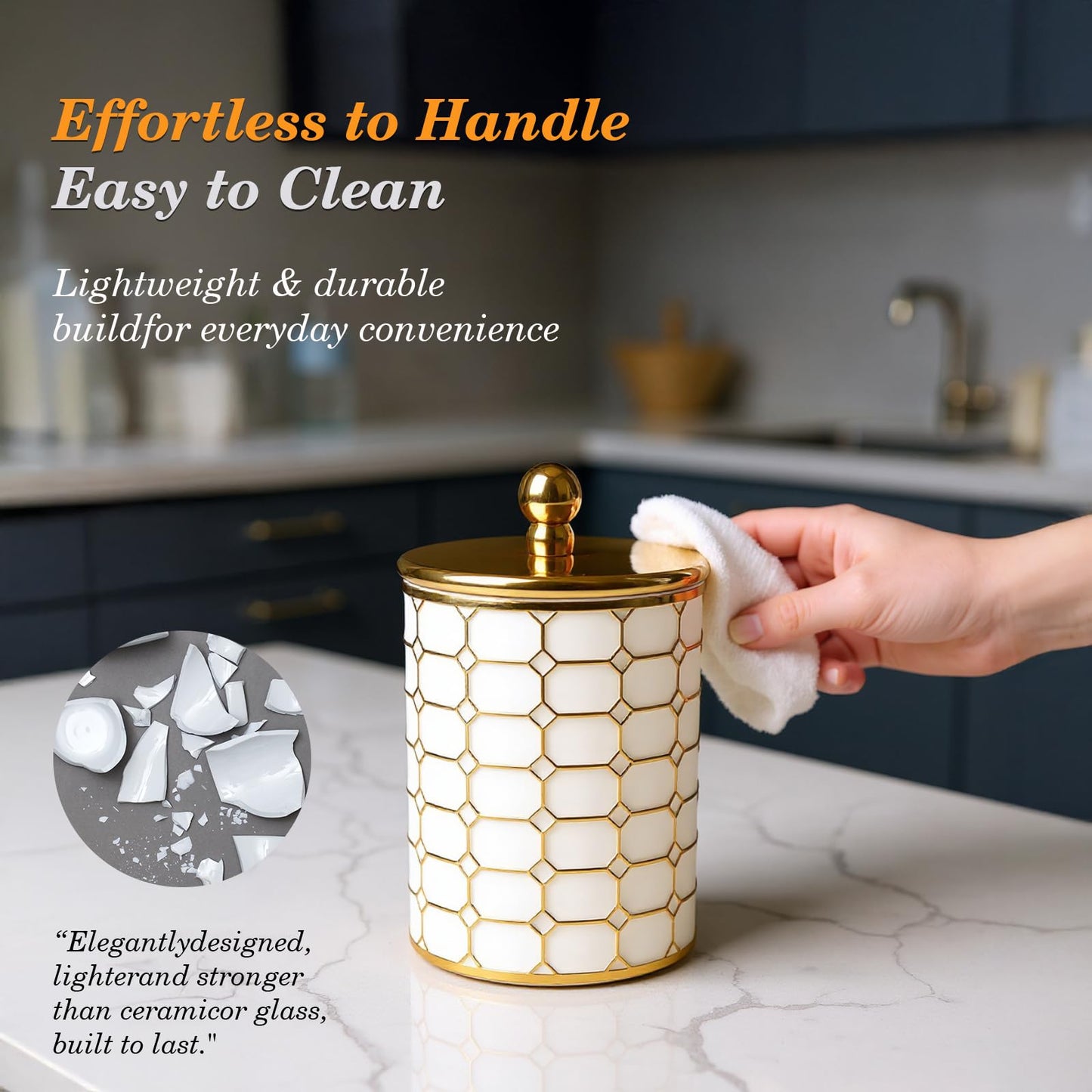 BigKing 3 Piece Plastic Canister Set for the Kitchen Counter - Sugar and Flour Containers with Airtight Lids for Countertops, Coffee and Tea Storage, Farmhouse Decor (Flat Lid)