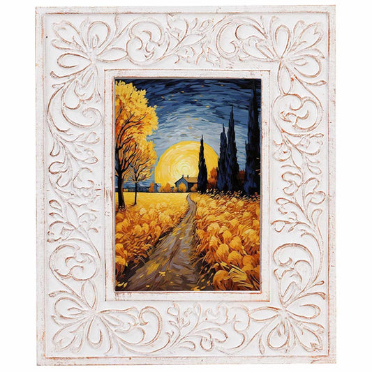 5x7 White Picture Frame, Antique Resin Floral Carved Ornate Photo Frame, Vintage Decorative Picture Frames for Home Tabletop Wall Display, Baroque Modern Photo Frames with Glass Front