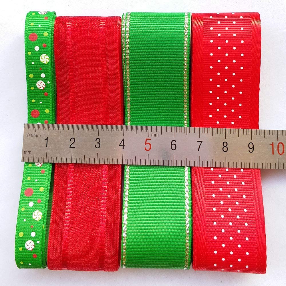 Libiline Random 18Yards Christmas Satin Grosgrain Ribbon Craft DIY Packing Hair Bow Accessory (Christmas)