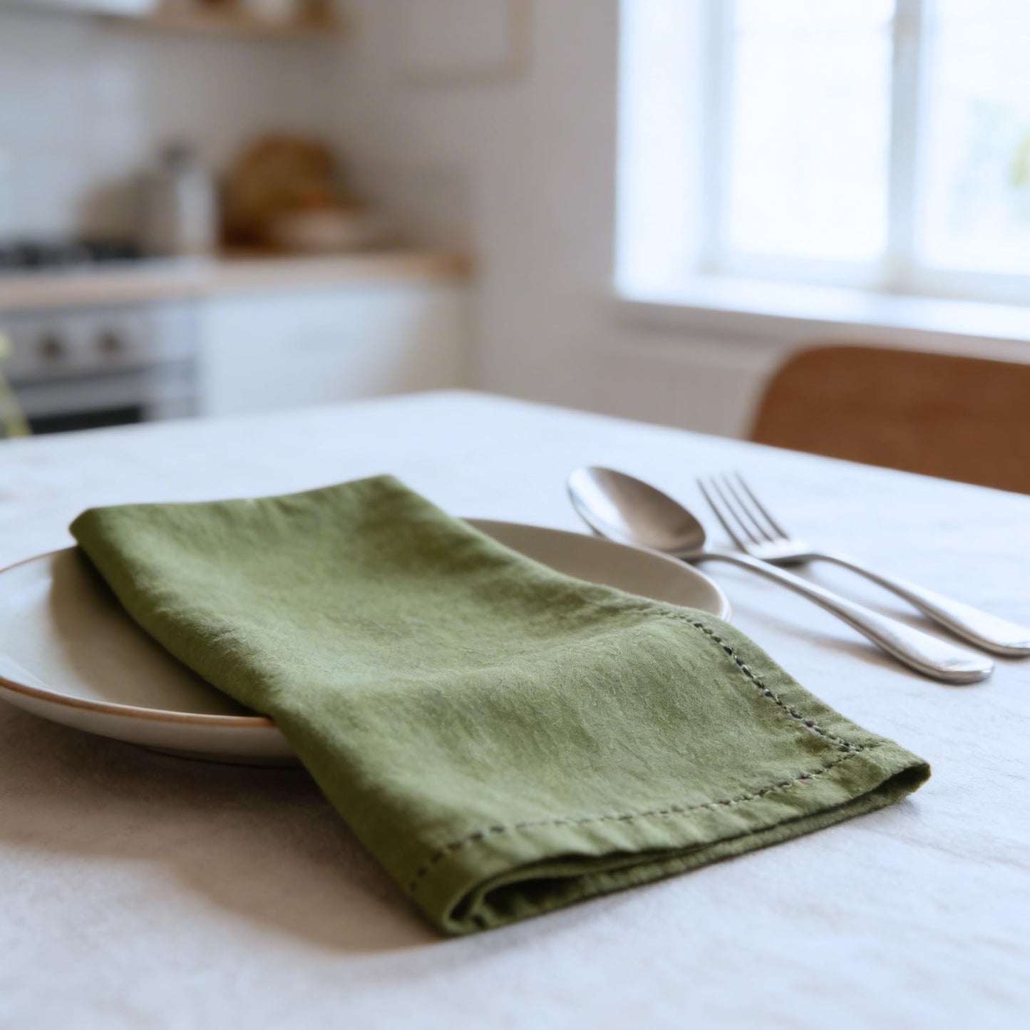 Ivy Heritage Cloth Napkins Set of 12, 100% Cotton Fabric Reusable Dinner Napkins, 18 x 18 Inch Washable Table & Kitchen Napkins for Everyday Dining, Entertaining, Home & Restaurant Use, Olive Green