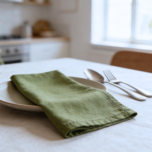 Ivy Heritage Cloth Napkins Set of 12, 100% Cotton Fabric Reusable Dinner Napkins, 18 x 18 Inch Washable Table & Kitchen Napkins for Everyday Dining, Entertaining, Home & Restaurant Use, Olive Green
