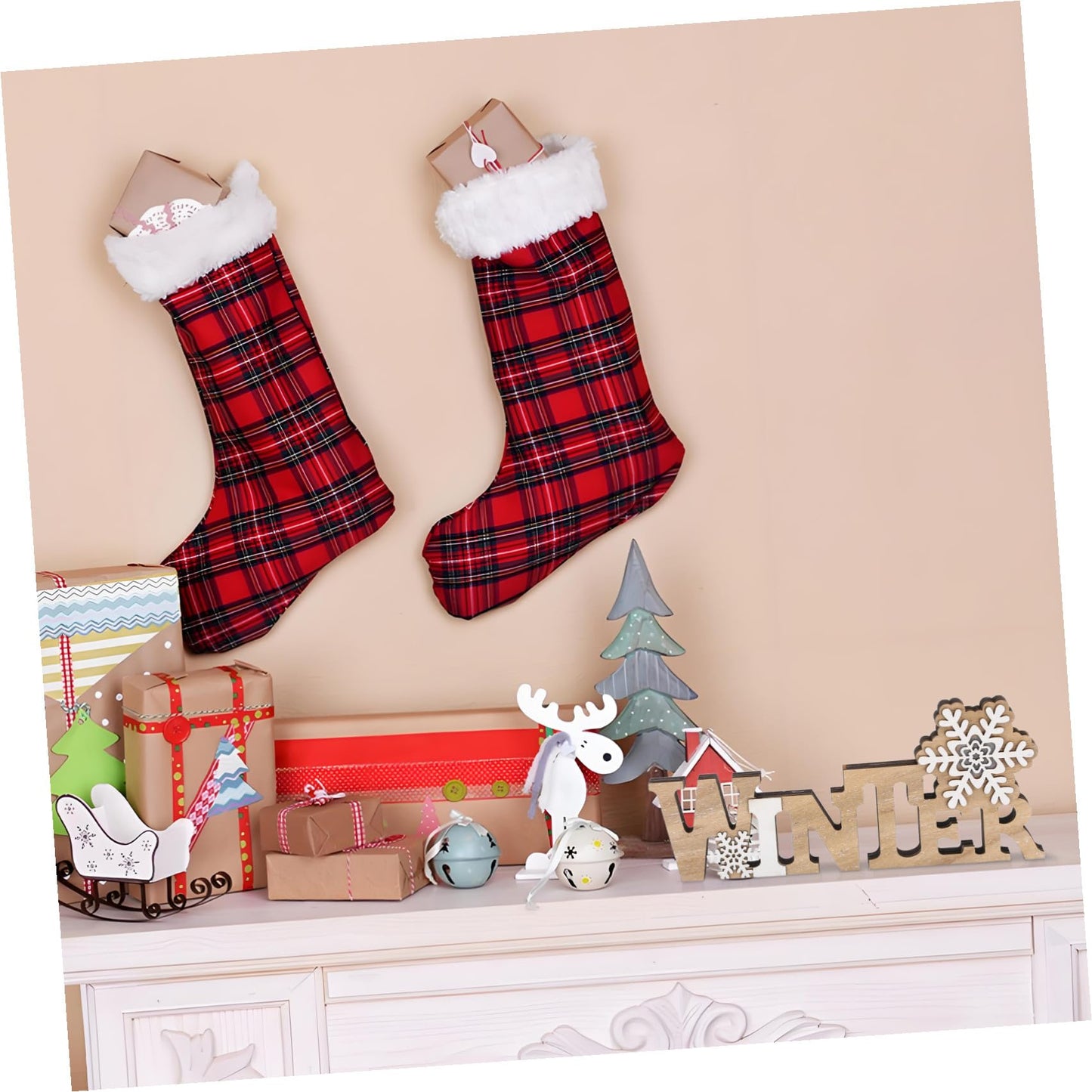 IMIKEYA Christmas Wooden Snowflake: Christmas LED Snowflake Sign Tabletop Decorations Winter Wood Sign Farmhouse Decorations LED for Xmas Home Table Decoration