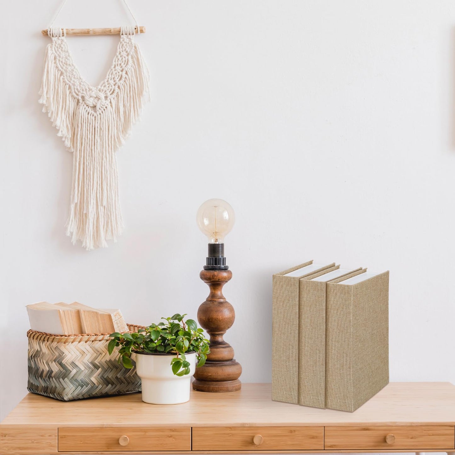 Tioncy 3 Pcs Fake Book Box Neutral Linen Book Box Decorative Faux Prop Storage for Farmhouse Home Decor shelf Table Card Photo DIY Keepsake Gift(8.6 x 6.1 x 1.8 Inch,Beige)