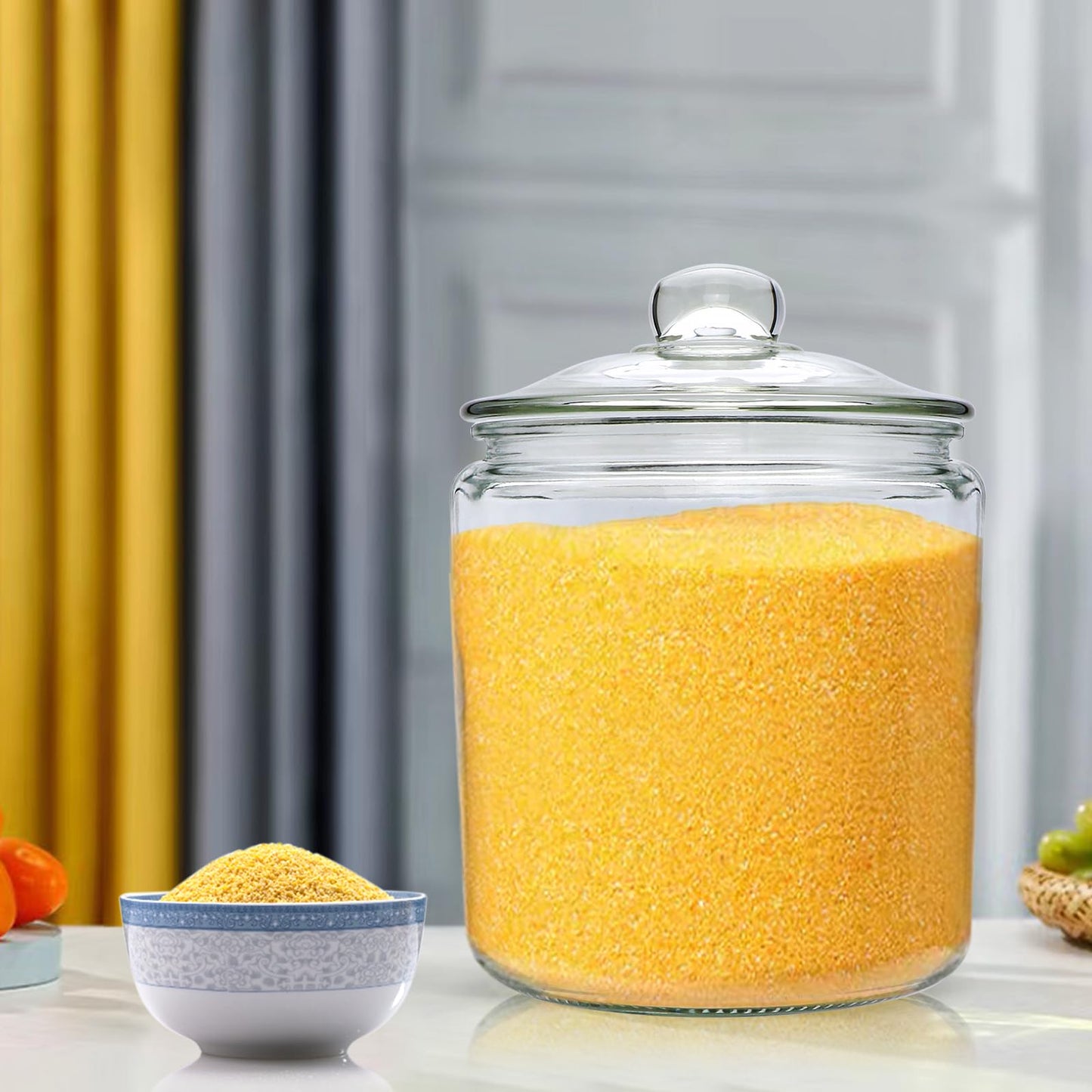 Maredash 1 Gallon Glass Canister, Cookie Jar & Candy Jar with Airtight Lid, Large Food Storage Container for Buffet, Coffee & Flour, Laundry Room Storage & Pantry