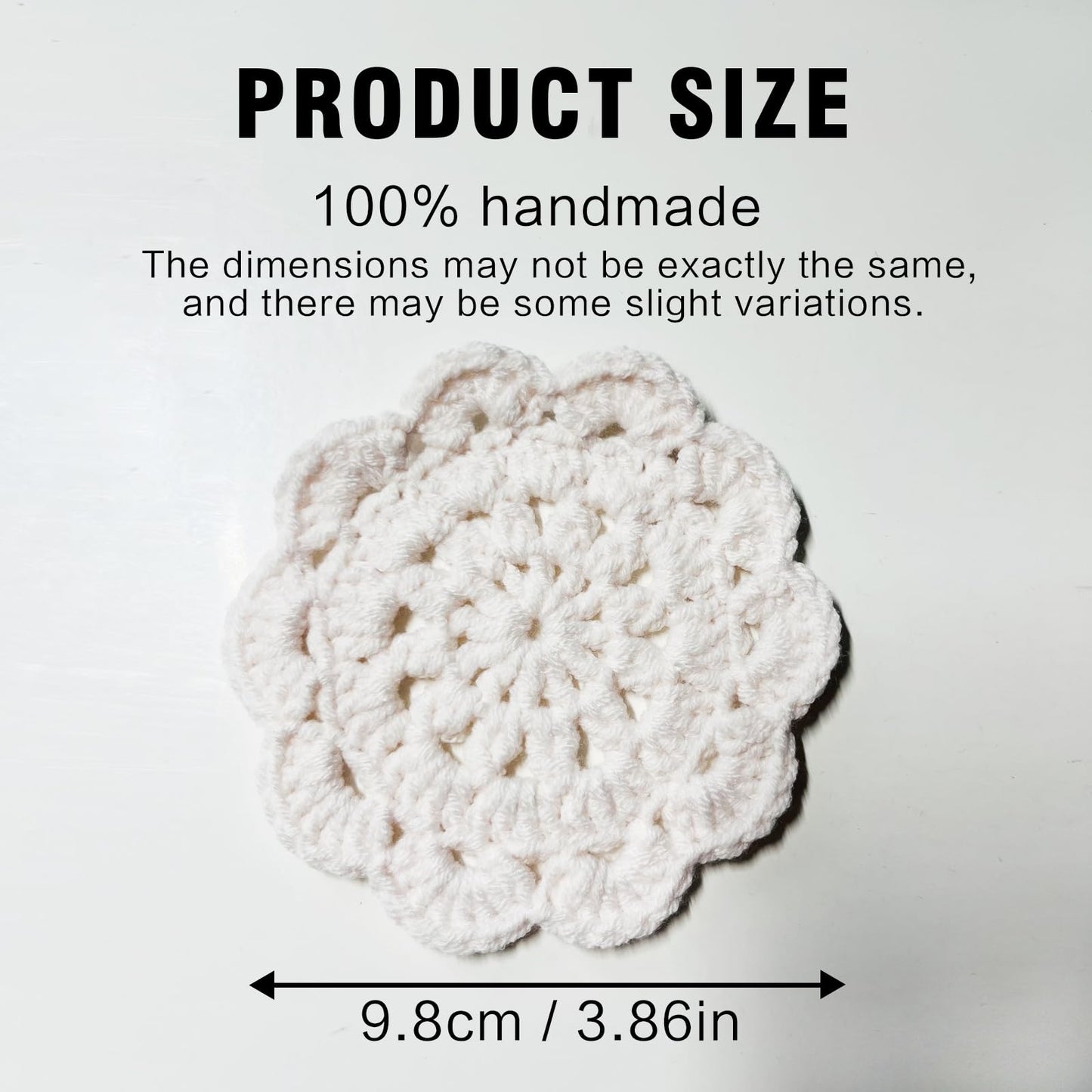 Handmade Crochet Coasters - Beige Floral Design, 4 inches, Coasters for Home Decoration, Tabletop Protection & Housewarming Gifts，4 Pieces