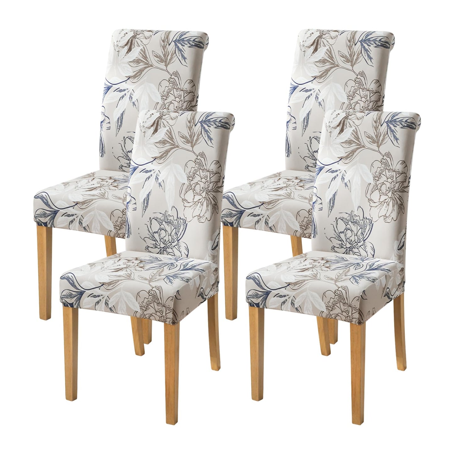 FORCHEER Chair Covers for Dining Room Set of 4 Elegant Flowers Stretch Floral Kitchen Chair Slipcover 4 Pieces Washable and Removable