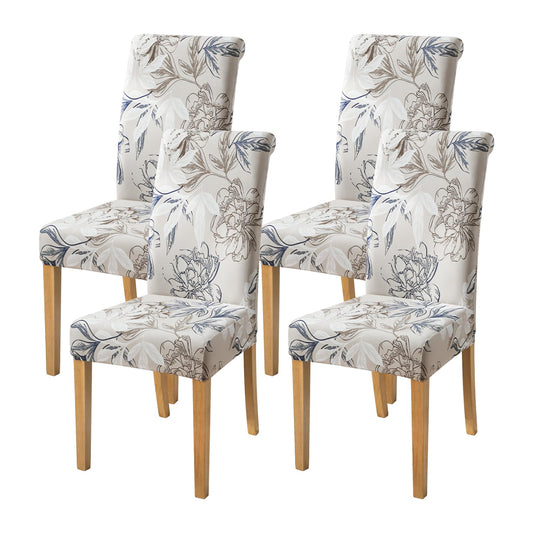 FORCHEER Chair Covers for Dining Room Set of 4 Elegant Flowers Stretch Floral Kitchen Chair Slipcover 4 Pieces Washable and Removable