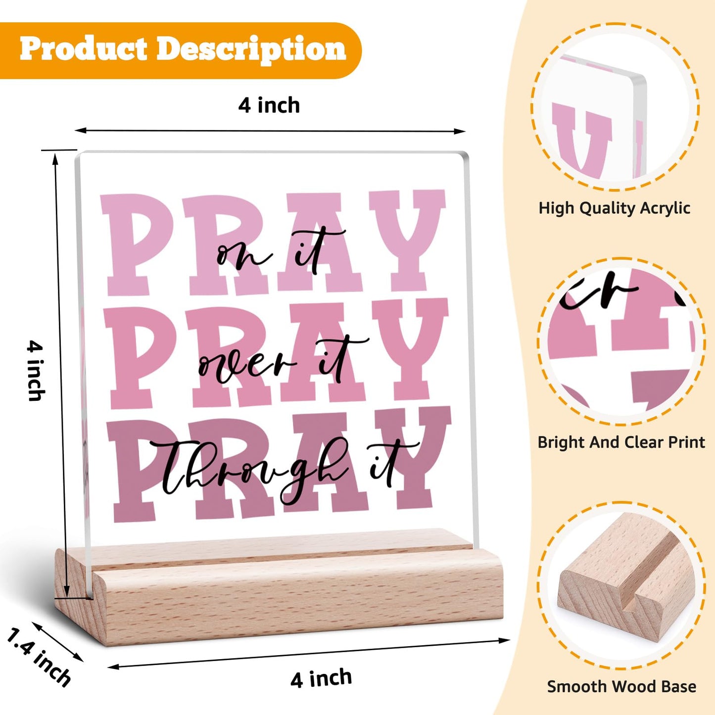 Christian Decor Acrylic Plaque Birthday Inspiration Religious Gift for Her Bible Verse Desk Decor Spiritual Acrylic Plaque Decorative Sign for Birthday Christmas Mom Sister Friend Faith Desk Decors