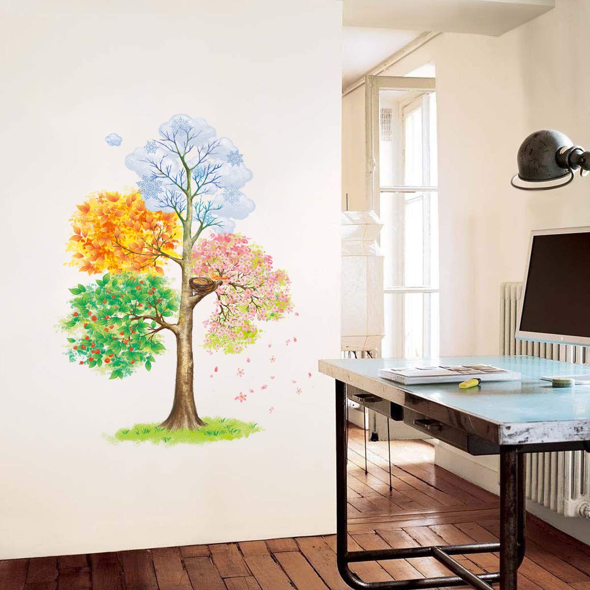 ufengke Four Seasons Tree Wall Stickers Removable Vinyl Wall Decals Art Decor for Bedrooms Living Room