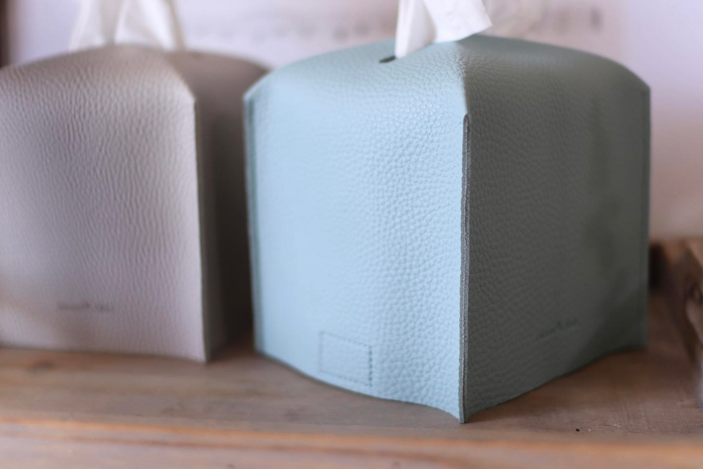 Tissue Box Cover Holder, Square with Bottom Belt by Carrot's Den - PU Leather Decorative Organizer for Tabletop, Bathroom, Car, Office | Camel