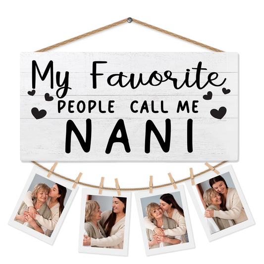 shiviody Nani Picture Frame Photo Holder for Wall, Best Grandma Gifts for Christmas Birthday from Grandkids Granddaughters, Grandmother Gifts Photo Hanging Display Picture Board for Wall Decor