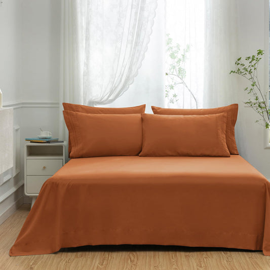 Aormenzy Microfiber Pillow Cases - Standard Size Set of 4-1800 Thread Count Ultra Soft Caramel Pumpkin Pillowcases - Wrinkle Resistant Pillow Covers with Envelope Closure - 20" x 26"