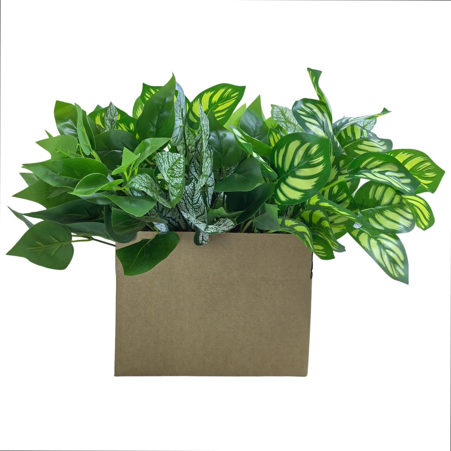 RongyuHuide 6 Bundles of Artificial Green Plants, Artificial Greenery, Fake Floral Plants Decor Outdoor Artificial Plants,Plastic Plants，Outdoor Large Decorative Flowers (Green)