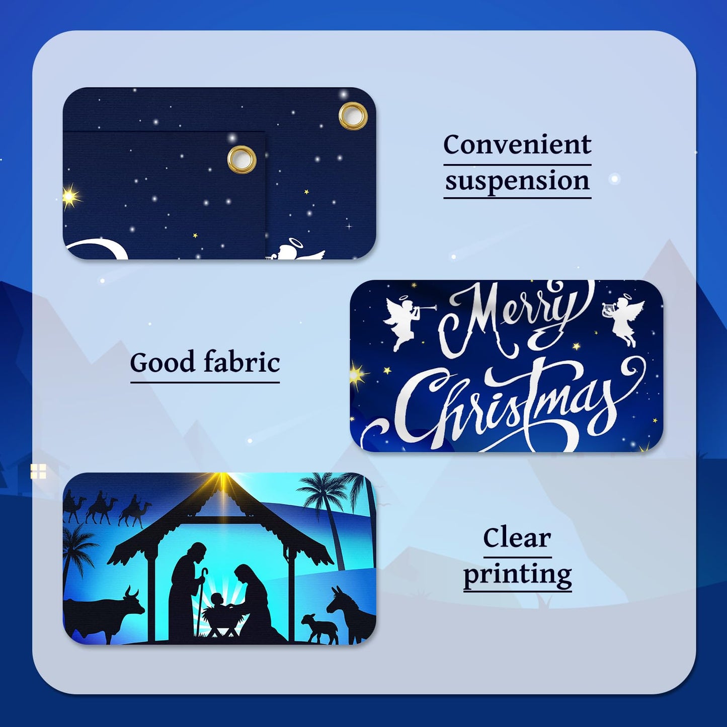 Nativity Scene Christmas Door Cover for Front Door - Fabric Jesus Holy Night Religious Decor