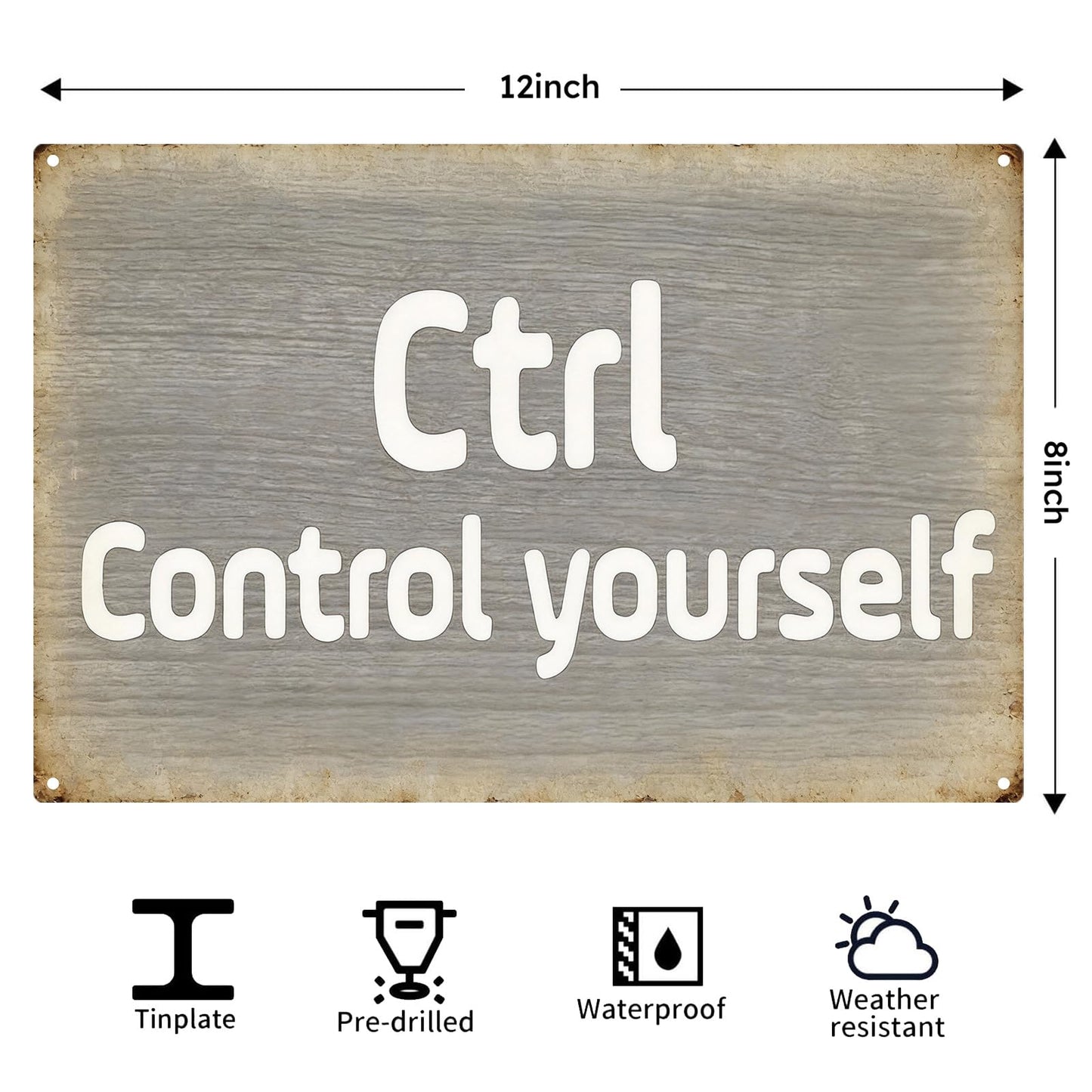 Motivational Office Decor Metal Tin Signs - Computer Keyboard Theme, Control/Alt/Delete Inspired Tin Wall Art with Positive Quotes for Home Office, Desk & Workspace Decoration, 3-Pack, 12x8 inch