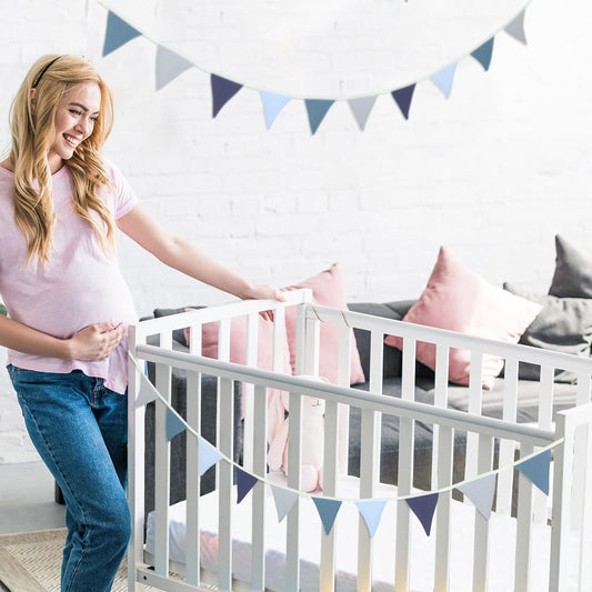 Oudain 2 Pcs Pennant Banner Flags Nursery Garland Triangle Bunting Flags Playroom Wall Decor Banner for Nursery Baby Shower Birthday Boho Wedding Party Event, Each 7.75 ft(Bright Color)