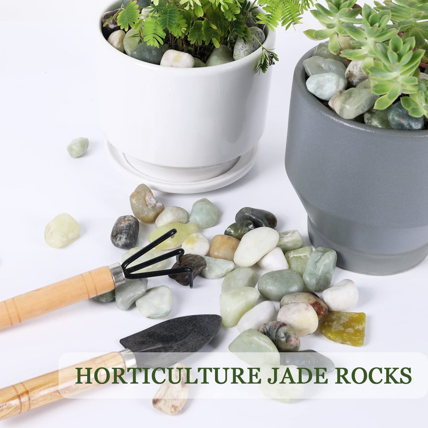 Ausluru 11lbs Natural River Rocks, Polished Pebbles for Plants Garden, 1-2 inch Decorative Jade Stones, Ideal for Fish Tank, Vases, Crafting, Home Decor and Garden Landscaping Rocks,Jade