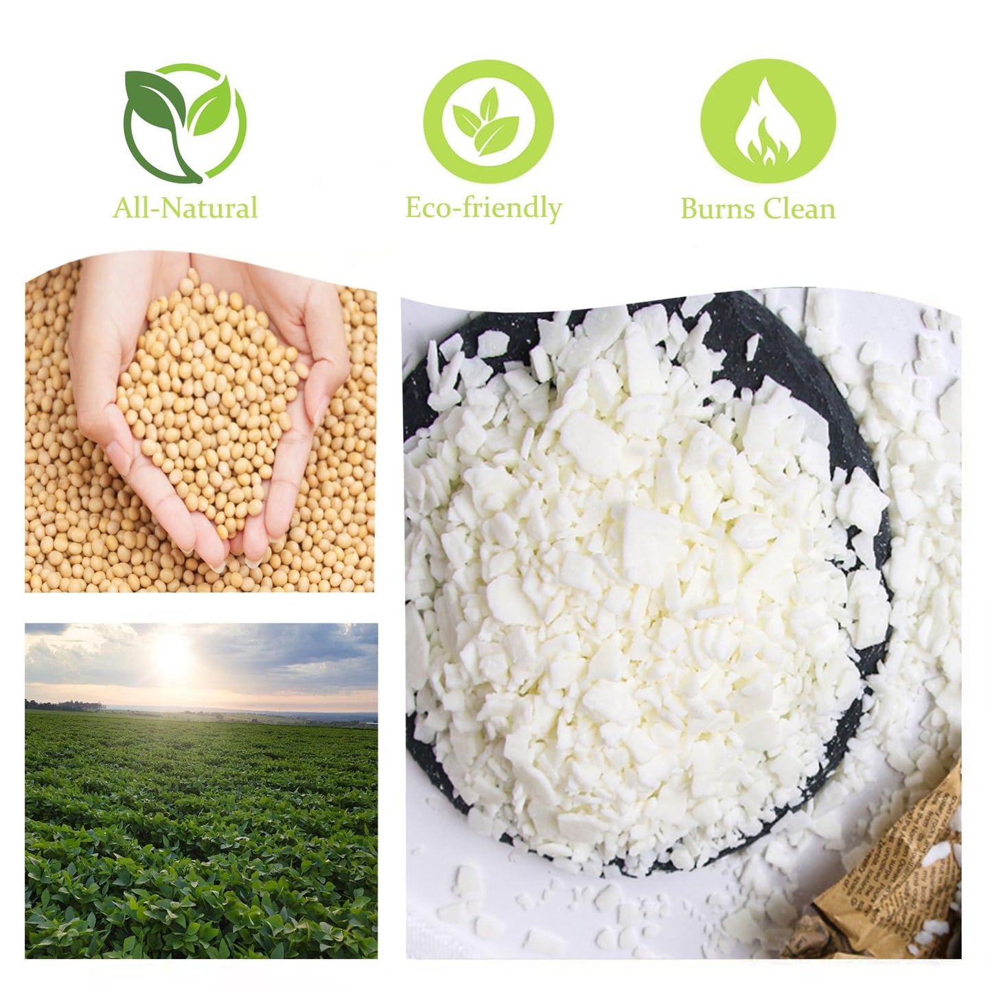 DINGPAI Natural Soy Wax for Candle Making, 2lb Organic Soy Wax Flakes, Premium Soy Candle Wax for Candle Making Supplies, Pure Candle Wax from Farm, No Harmless, Additives