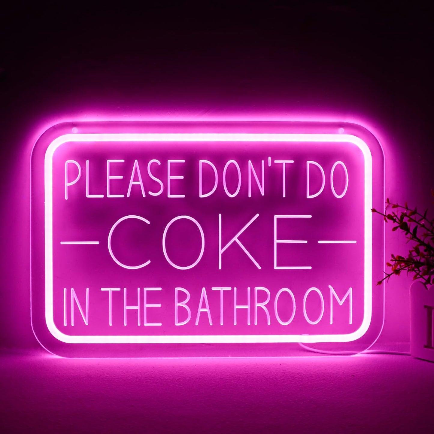 qbanziou Please Don’t Do Coke in the Bathroom Neon Sign for Wall Art，Led Neon Light Decoration of Bathrooms in Bars and Clubs，Restroom、funny bathroom decor，Gifts for Teen Boys