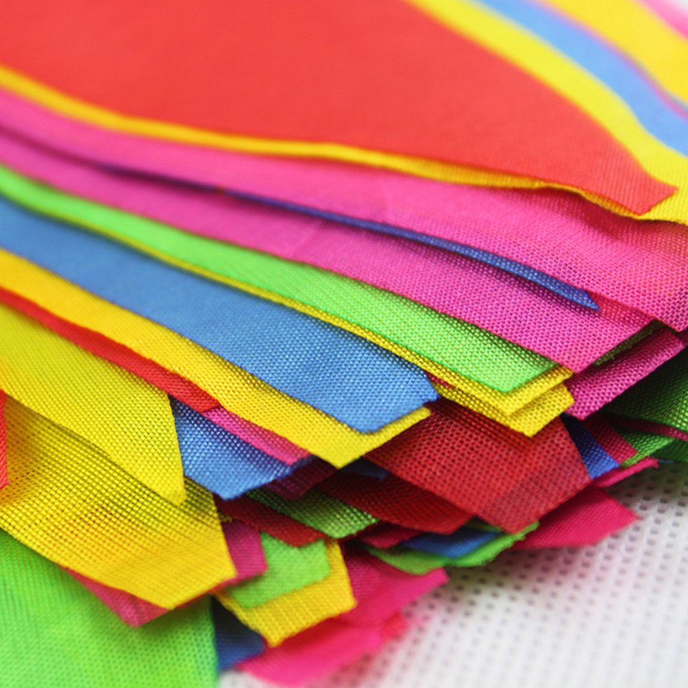 Novelty Place 100 Feet Pennant Banner - 75 Multicolor Bunting Flags (7x11 Inches) - Birthday Party Grand Opening Christmas Decorations