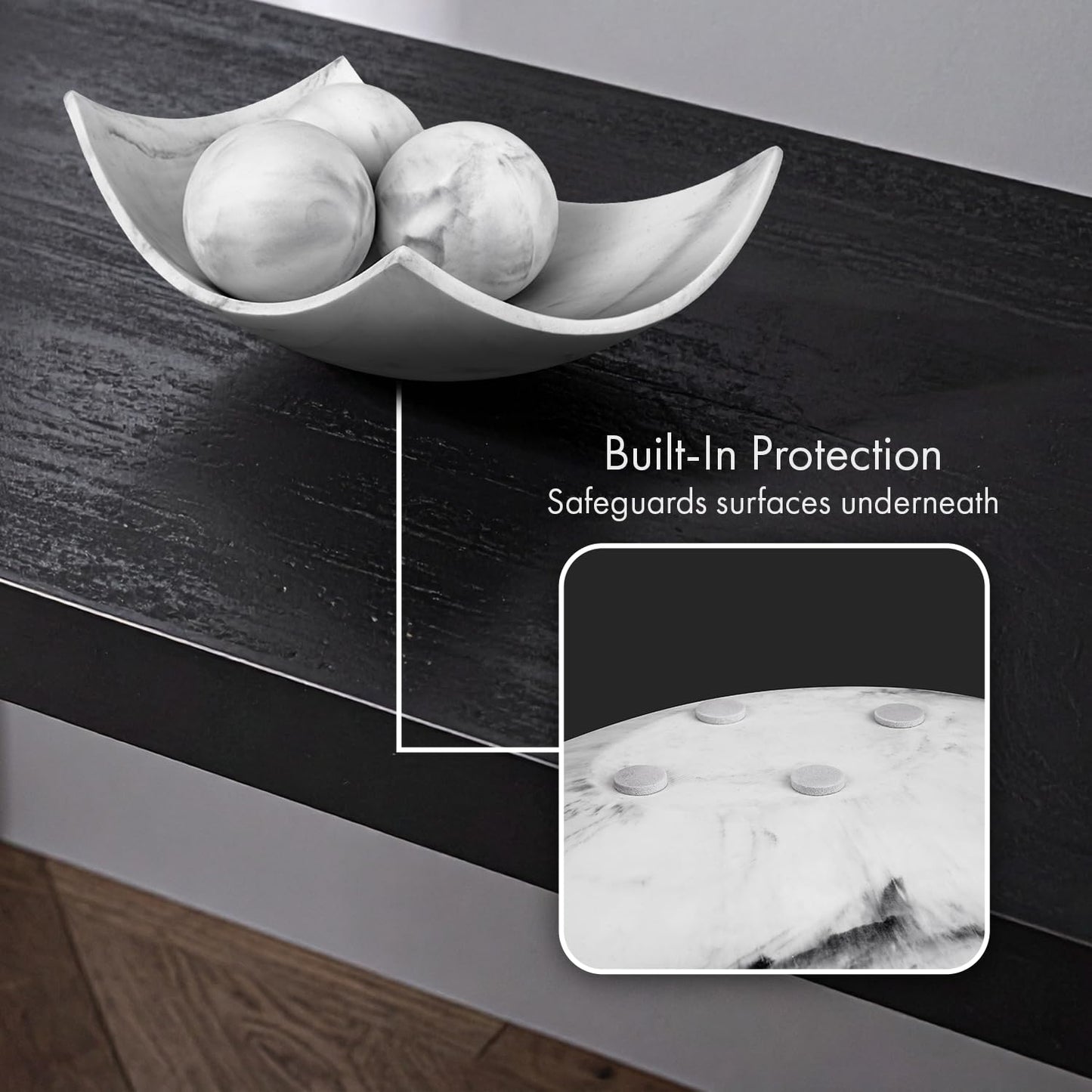 Creative Scents Marble Look Decorative Bowl with matching Set of 8 Balls for Coffee Table Centerpiece, Dining Table, Living Room